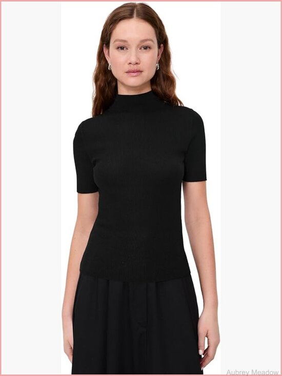 Sweaters - Super-stretch ribbed knit lightweight pullover